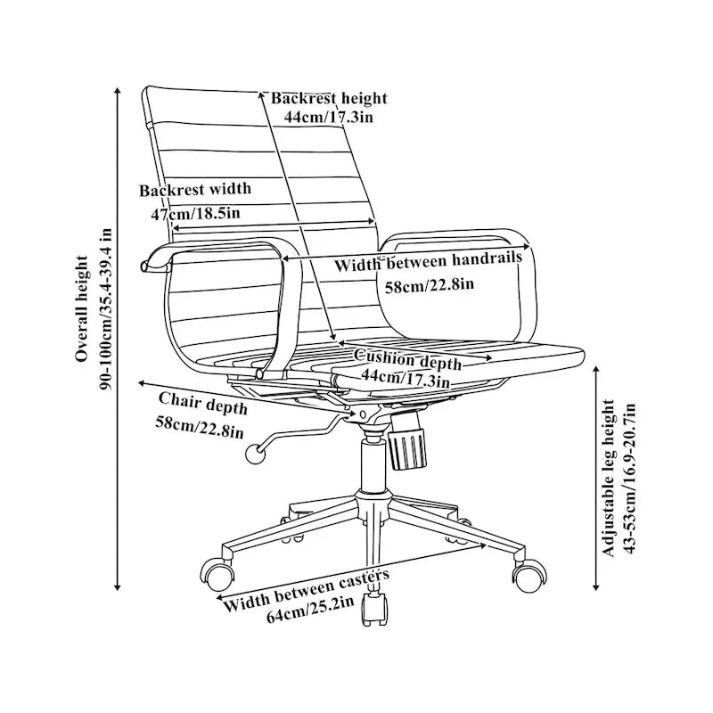 Chaise de bureau à dossier cannelé LUXMOD pour ordinateur et télétravail
