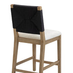 Tabouret de bar Beacon Bohemian Boucle, Chaise de comptoir rembourrée avec structure en bois massif et dossier en jonc de mer tressé