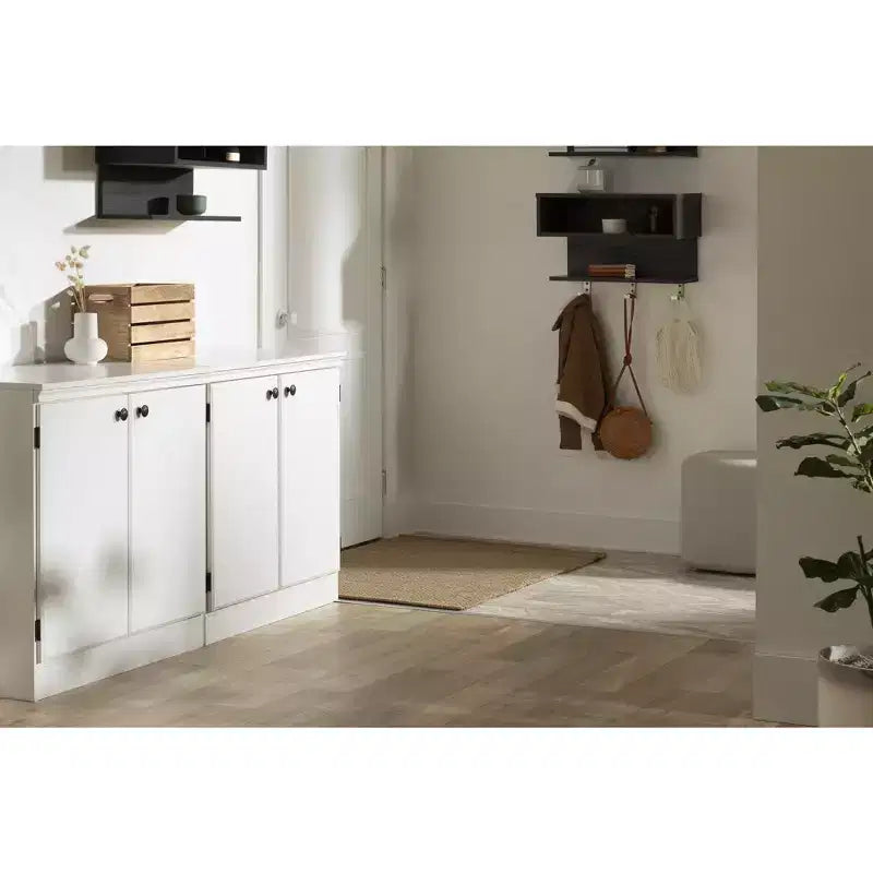 Meuble de rangement de transition HomeStock petit à 2 portes, blanc pur