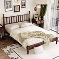 Lit plateforme queen size en bois avec tête de lit en forme de calebasse, lit de style rétro avec support à lattes en bois -