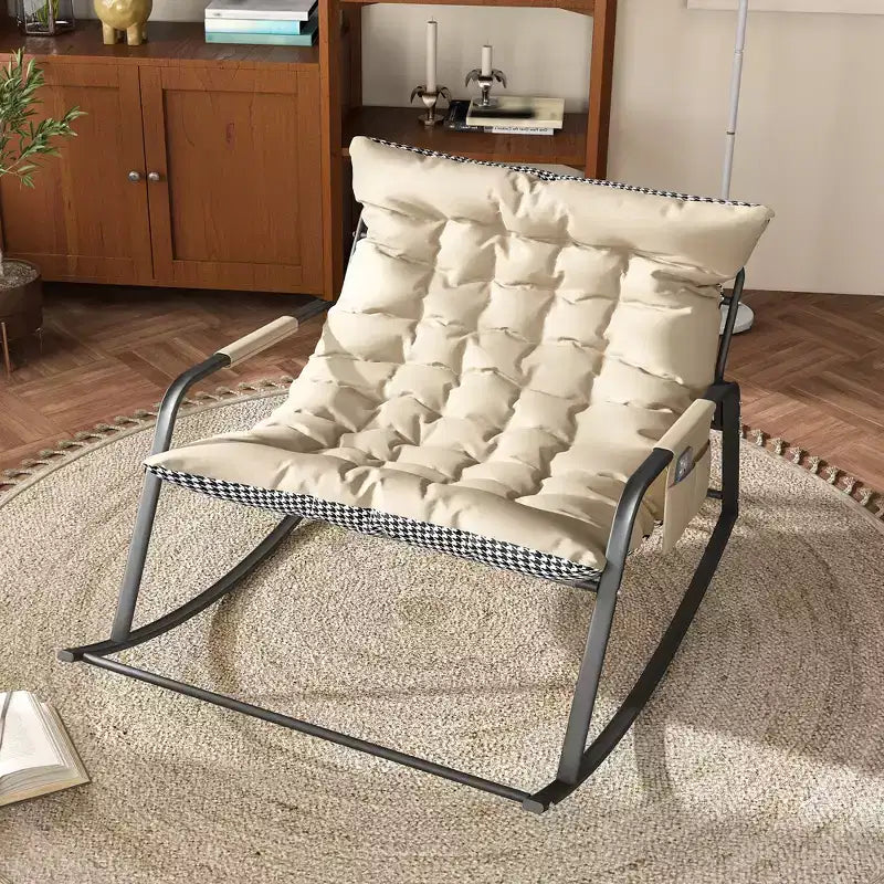 Rocking Chair avec Rangement, Coussins et AccoudoirsFauteuil Ergonomique Toutes Saisons, Confort Respirant pour Chambre, Salon, Patio, Jardin