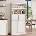 Meuble de Rangement Salle de Bain Haut de 129 cm, Meuble Bas Autonome avec 2 Tiroirs, Meuble de Rangement pour Salon Cuisine Salle de Bain