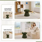 GDFStudio Becka Pouf Ottoman Pivotant en Tissu Teddy en Forme de Champignon avec Cadre en Bois