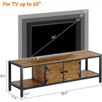 Meuble TV marron rustique de 65 pouces, meuble de style rustique avec rangement pour téléviseurs jusqu'à 75 pouces, idéal pour le salon