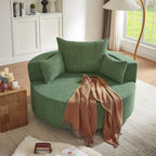 Fauteuil baril accent en chenille, Fauteuil de salon, Fauteuil rond avec base pivotante à 360 degrés et 3 coussins amovibles