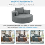 Fauteuil baril accent en chenille, Fauteuil de salon, Fauteuil rond avec base pivotante à 360 degrés et 3 coussins amovibles