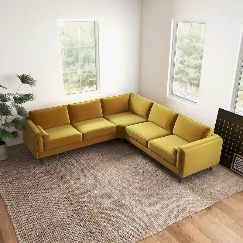 Canapé d'angle symétrique Flavia Mid Century Modern à coussins de dossier