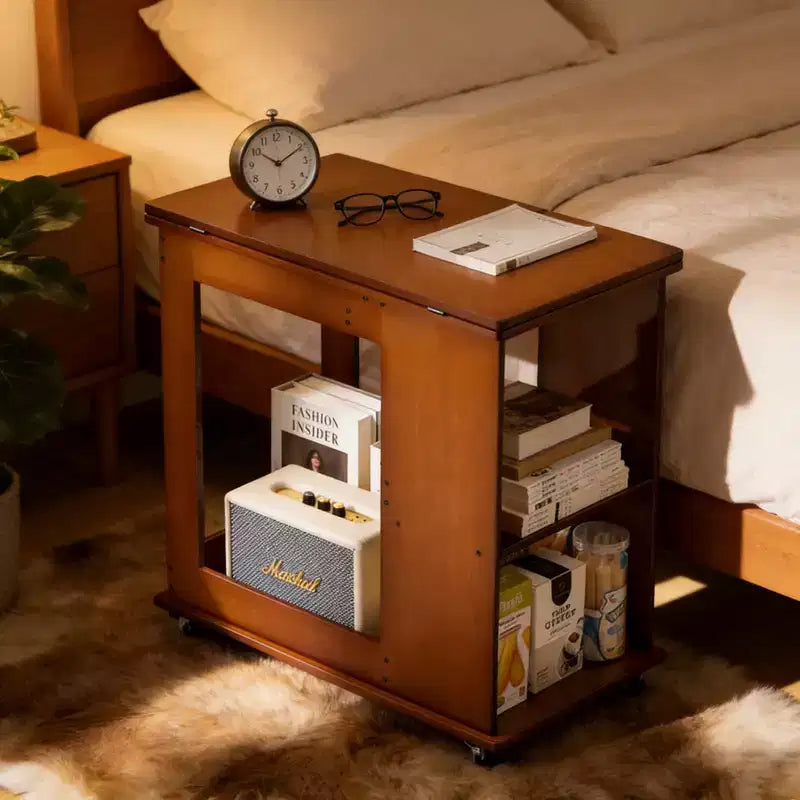 Bureau pliable en bambou GDFStudio Alarice avec rangement mobile