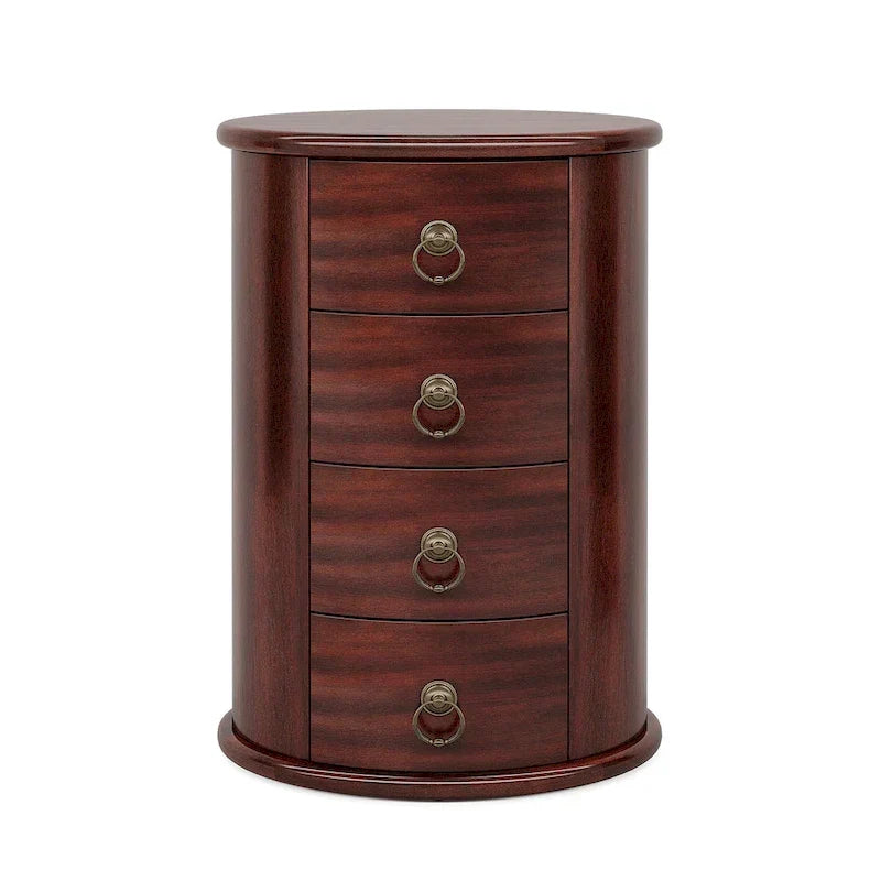 Table d'appoint ronde en bois massif, sans assemblage, avec tiroirs, style vintage