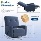 Fauteuil inclinable moderne 3 en 1 pivotant et à bascule, fauteuil à bascule à 360° avec dossier et repose-pieds réglables, fauteuil rembourré pour chambre de bébé, salon, chambre à coucher