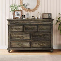 Commode de Ferme à 9 Tiroirs pour Chambre à Coucher, Large Commode Rustique en Bois de 47" avec 9 Tiroirs et Poignées en Métal, Grand Organiseur de Rangement