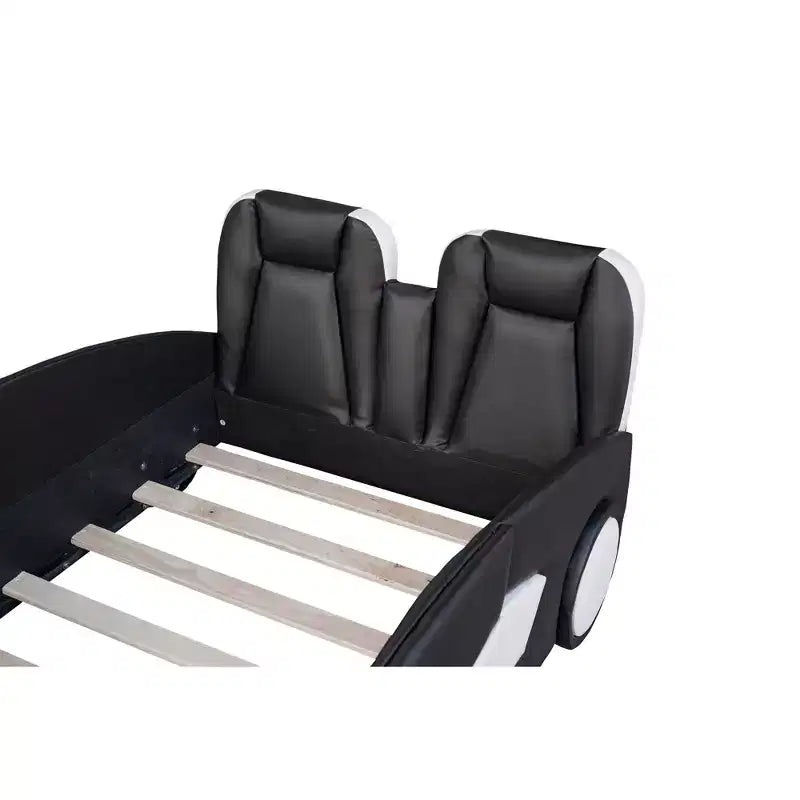 Lit Plateforme Jumeau Whisen au Design Cool en Forme de Voiture de Course avec Roues