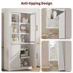 Grand garde-manger de cuisine en bois, armoire de rangement alimentaire autonome de style ferme avec 4 portes magnétiques, étagères réglables, grand rangement