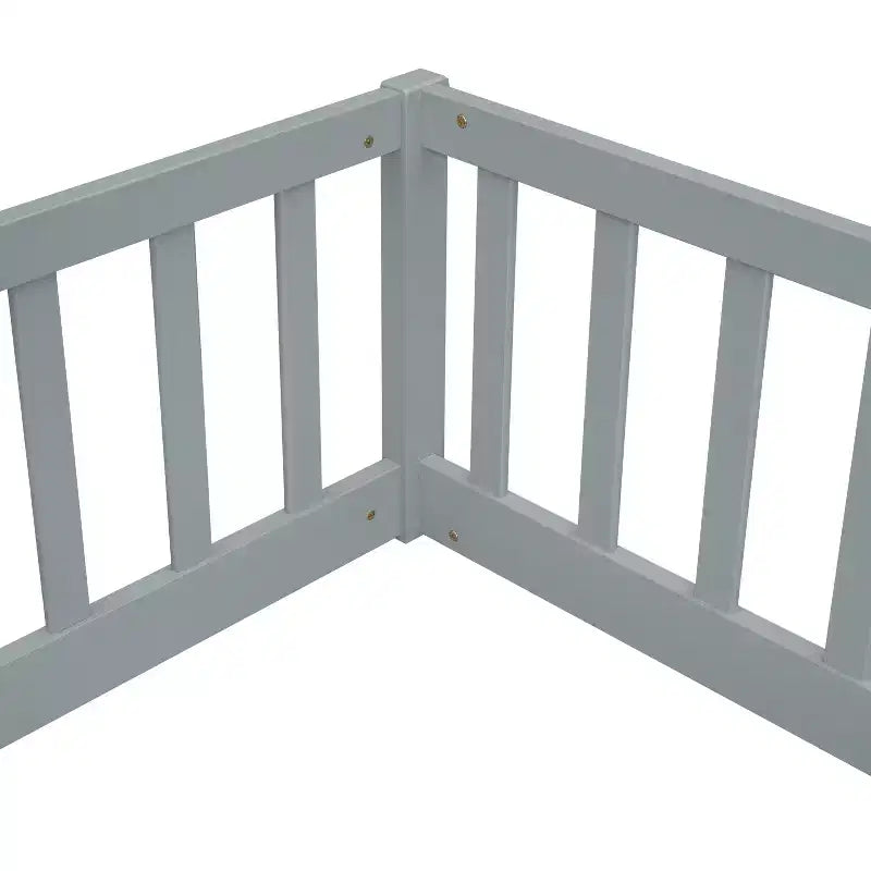Lit double Bellemave avec barrières de sécurité, en pin et bois composite, naturel et gris, sûr, robuste, peu encombrant, assemblage facile pour enfants