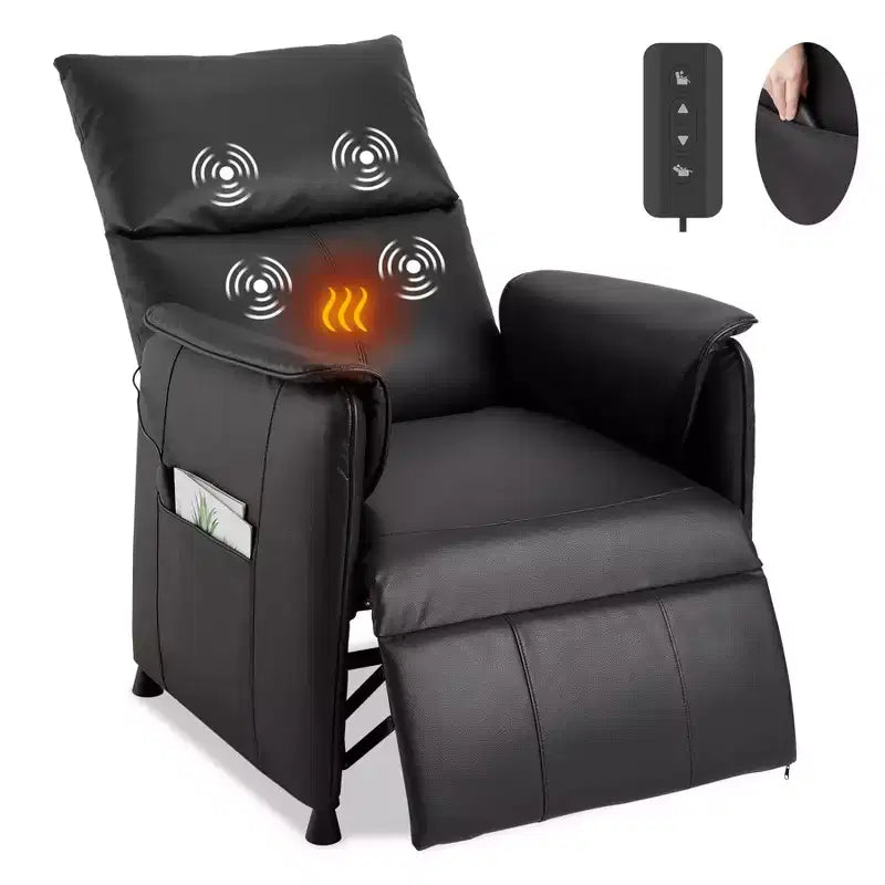 Canapé-lit avec fonctions de massage et de chauffage, adapté au salon ou au bureau - Fauteuil inclinable individuel réglable en cuir PU - Siège de cinéma maison