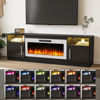 Meuble TV cheminée Bossin 70 avec cheminée électrique 36, meuble TV pour téléviseurs jusqu'à 80 pouces, lumières LED 16 couleurs/centre de divertissement
