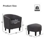 Fauteuil crapaud classique avec revêtement en tissu doux en polyester, repose-pieds inclus