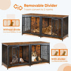 Meuble Cage pour Chien 70.86'' Grande Race Meuble TV avec Coussin & Deux Chambres (Sans Coussin)