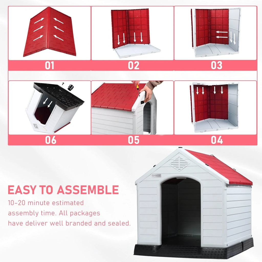 Niche pour chien en plastique BOSSIN, pour chiens de petite à grande taille, abri isolé intérieur/extérieur avec plancher surélevé