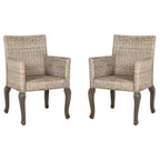 Chaise de salle à manger en rotin tressé avec accoudoirs, lot de 2
