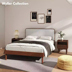 Lit Plateforme Queen Roundhill Furniture Wyller en Bois d'Hévéa, Fini Noyer Naturel