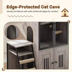 Meuble de litière pour chat GustomWave, armoire double cachée 2 en 1 avec bac à litière fermé et échelle, meuble pour chat en bois