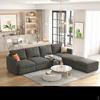 Canapé d'angle modulable 4 places en U gris 123 avec poufs de rangement