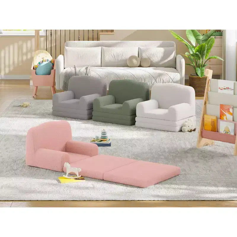 Canapé et fauteuil pour enfants 2-en-1 – Sofa en mousse pliable pour tout-petits