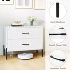 Commode à 2 tiroirs Costway avec pieds et poignées en métal, tiroirs et kits anti-basculement pour placard
