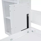 Lit escamotable en bois Queen/Grand avec bureau et étagères de rangement, blanc -ModernLuxe