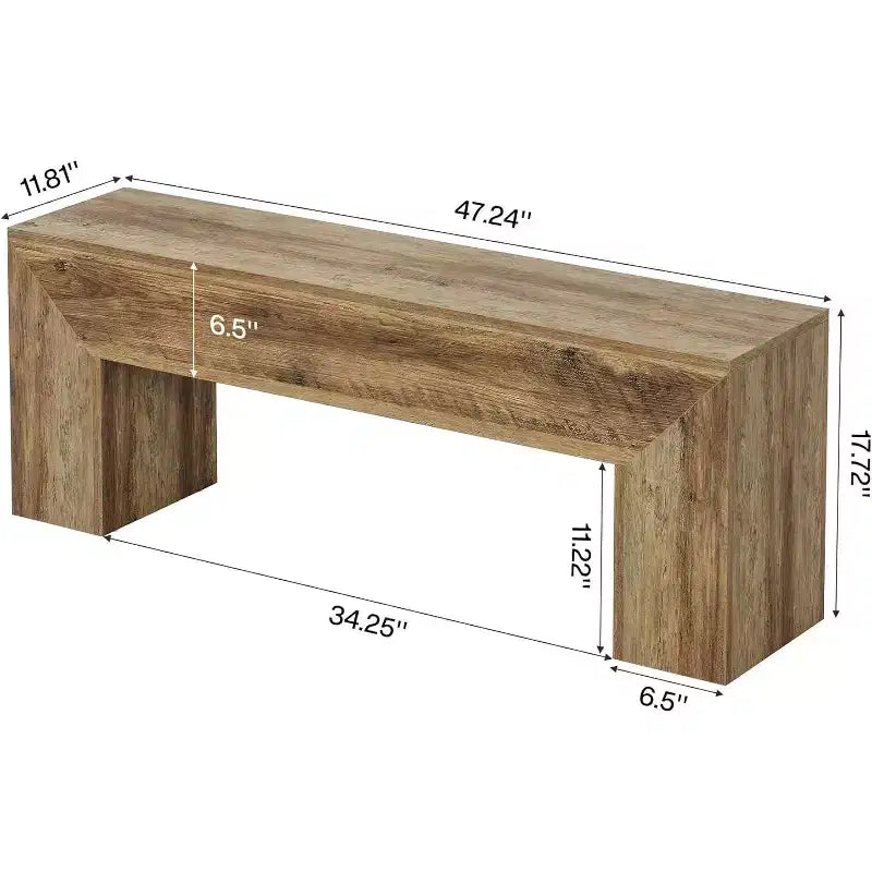 Banc d'entrée en bois Lantine47'', banc d'entrée de style ferme avec rangement pour salon, chambre à coucher, couloir, assemblage facile, brun chêne