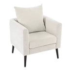 Fauteuil d'appoint en tissu fin, chaise de lecture pour salon avec revêtement doux et oreiller, fauteuil avec pieds en bois massif pour le salon ou la chambre à coucher