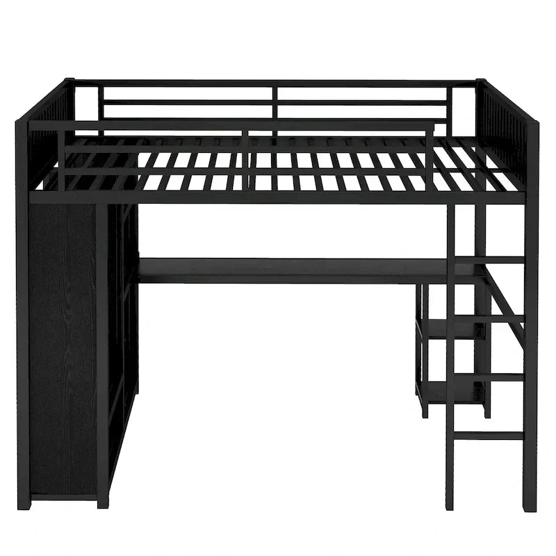 Lit mezzanine taille XL avec armoire intégrée