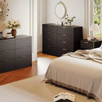 COZONY Commode cannelée à 8/9 tiroirs - Grand meuble de rangement en bois avec poignées métalliques et dispositif anti-basculement pour chambre à coucher, salon, couloir