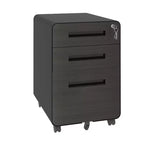 Classeur mobile à 3 tiroirs de 23", en acier laminé à froid noir, verrouillable sous le bureau (5 roulettes anti-basculement pour dossiers A4/Legal/Letter)