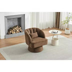 Fauteuil pivotant GustoWave avec accoudoirs, fauteuil rond en velours pivotant à 360° de style Mid-Century, fauteuil moderne pour salon