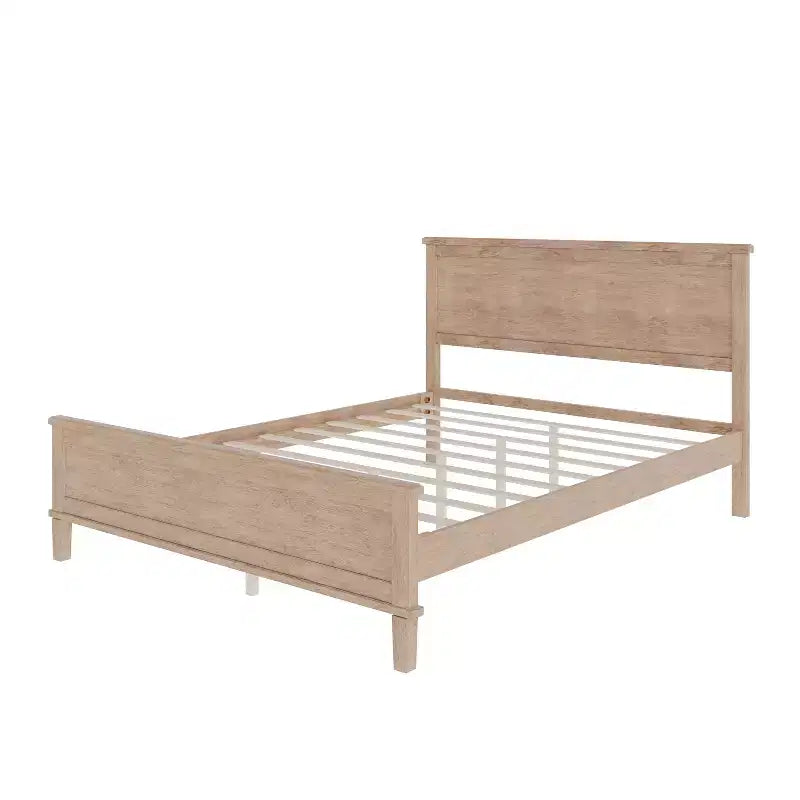 Cadre de lit plateforme pleine/grand lit/très grand lit avec tête de lit et support à lattes en bois, blanc/brun - ModernLuxe