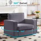 Mjkone Fauteuil pivotant moderne 360°, Fauteuil carré rembourré, Canapé simple confortable en chenille