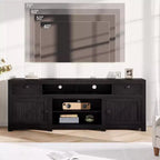 Meuble TV de Ferme pour Téléviseur Jusqu'à 80 Pouces, Long Meuble Télé avec 4 Tiroirs de Rangement et 3 Étagères Ouvertes pour Salon, Chambre - Noir