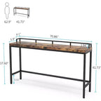 Lantine Table console extra longue de 180 cm, table console étroite derrière le canapé, table de couloir étroite de style industriel rustique pour le salon