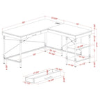 Bureau d'ordinateur d'angle en métal de 59 pouces Haley Farmhouse avec ports USB par Furniture of America