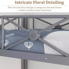 Cadre de lit mezzanine double en métal Acekool avec barrières de sécurité, lit mezzanine robuste en acier pour enfants ou adolescents, conception peu encombrante avec espace sous le lit