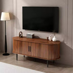 JVNOXK 55 Table de Console TV Moderne avec Compartiment de Rangement et Porte Coulissante - Meuble TV-Hifi Noyer pour Salon, Chambre, Bureau