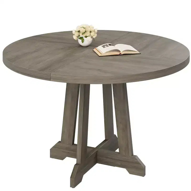 Table à manger ronde pour 4 personnes, table de cuisine en bois de 119 cm avec pieds à tenons, table circulaire, table de salle à manger, cuisine