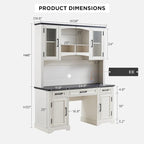 Bureau d'ordinateur de ferme avec huche, bureau d'ordinateur avec station de charge