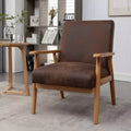 Fauteuil d'appoint Okak 25.38 W avec revêtement confortable, fauteuil de lecture en bois massif de style Mid-Century pour salon, chambre à coucher, salle d'attente