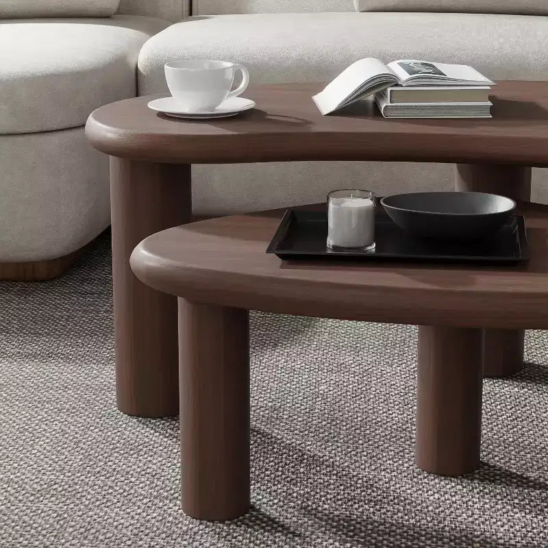 PexFix Table basse en bois massif de noyer Table d'appoint de canapé Ensemble