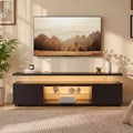 Meuble TV JVNOXK pour téléviseur 60 pouces, centre de divertissement de jeu LED, table console de rangement multimédia avec grand meuble latéral pour salon (noir)