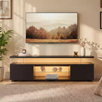 Meuble TV JVNOXK pour téléviseur 60 pouces, centre de divertissement de jeu LED, table console de rangement multimédia avec grand meuble latéral pour salon (noir)