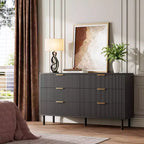 Commode 5 tiroirs cannelés ondulés pour chambre à coucher, commode en bois moderne avec tiroirs larges, commode en bois pour chambre d'enfant avec pieds en métal pour couloir entrée